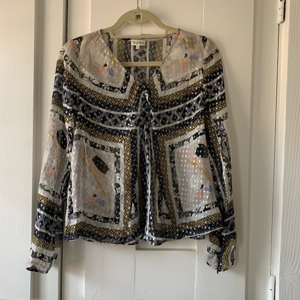 Suno silk sheer blouse